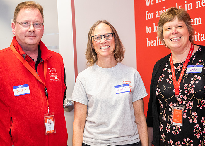 ARL Unsung Hero Award winner Susan McNeice (center) with ARL Volunteer Supervisor Jack Cahill and ARL Assoc. Dir. of Volunteer Engagement Debby Chaplic.