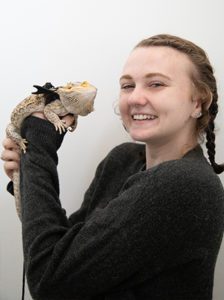 Anastasia holding bearded dragon