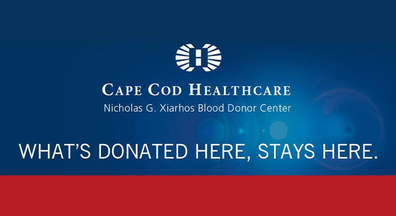 Cape Cod Healthcare logo and blood drive info