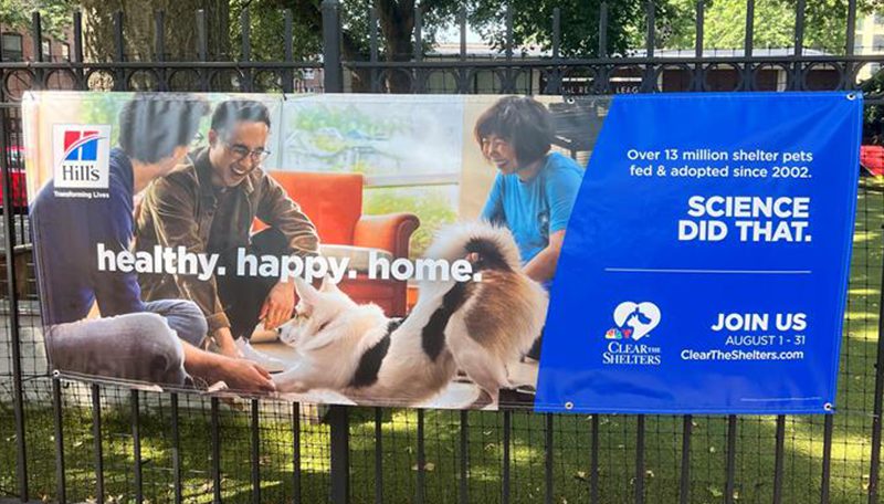 Clear the Shelters banner outside ARL's Boston Animal Care & Adoption Center.