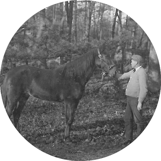 man outside with a horse