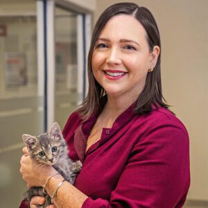 Jackie Smith holding a kitten