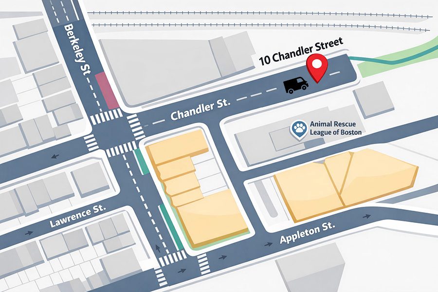 Map graphic showing 10 Chandler st